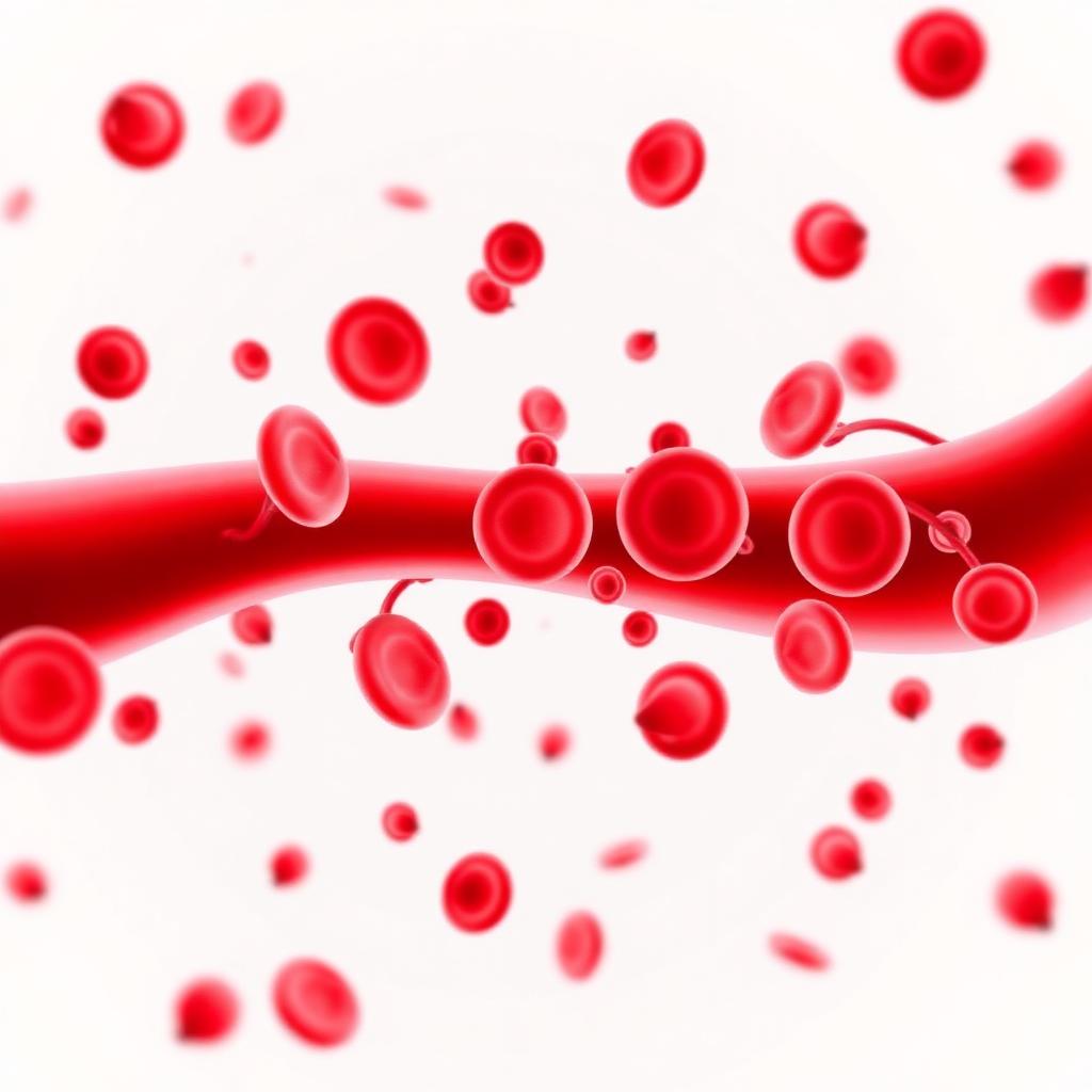 Healthy red blood cells flowing through an artery